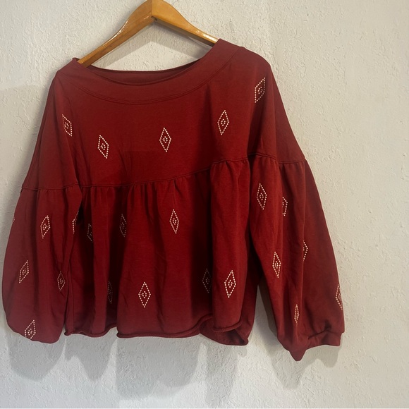 Baevely Brand Boho Top - Rust Colored With Embroidery - Picture 2 of 5